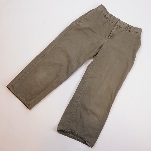Gap Wide Leg Olive Chino Pants - Size 4 Crop - Picture 2 of 7